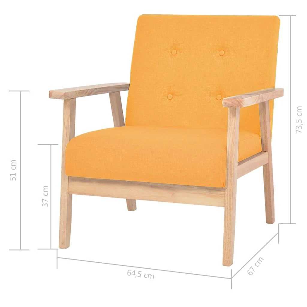 Sofa Sofos komplektas, 3 dalių, geltonos spalvos, audinys