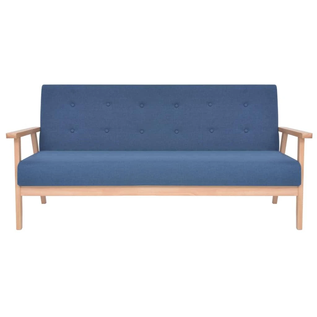 Sofa Sofos komplektas, 3 dalių, mėlynos spalvos, audinys