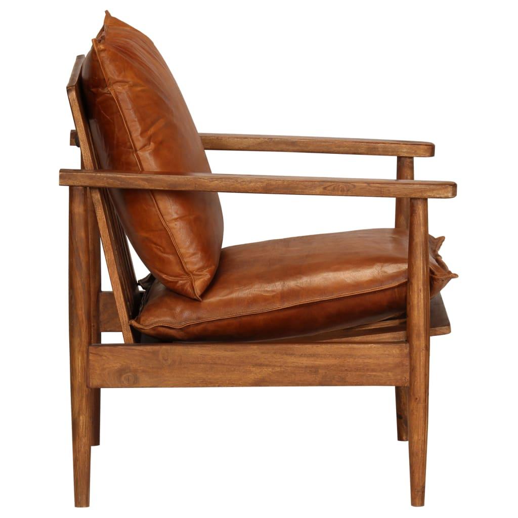 Sofa Sofos komplektas, 3 dalių, rudas, tikra oda ir akacijos masyvas