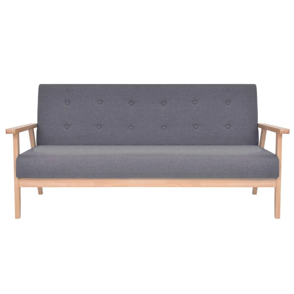 Sofa Sofos komplektas, 3 dalių, tamsiai pilkos spalvos, audinys