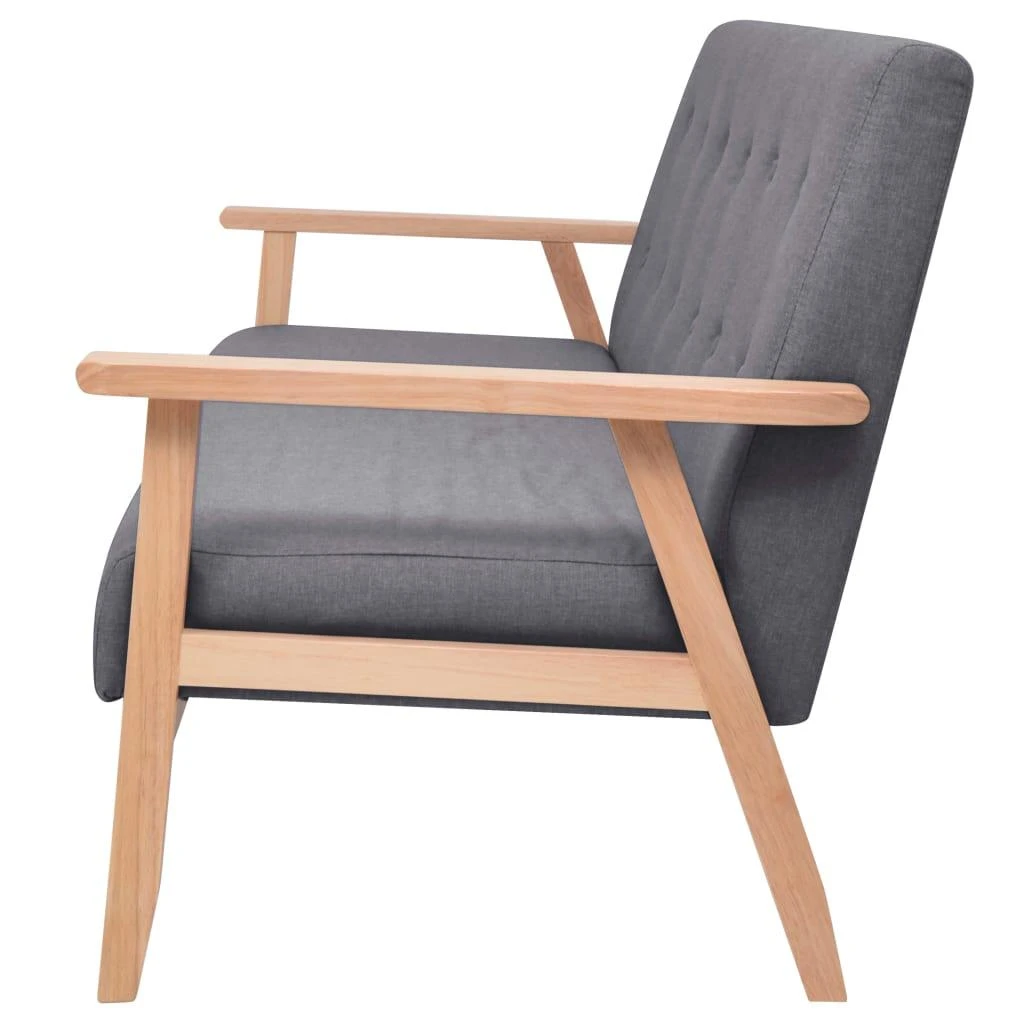 Sofa Sofos komplektas, 3 dalių, tamsiai pilkos spalvos, audinys