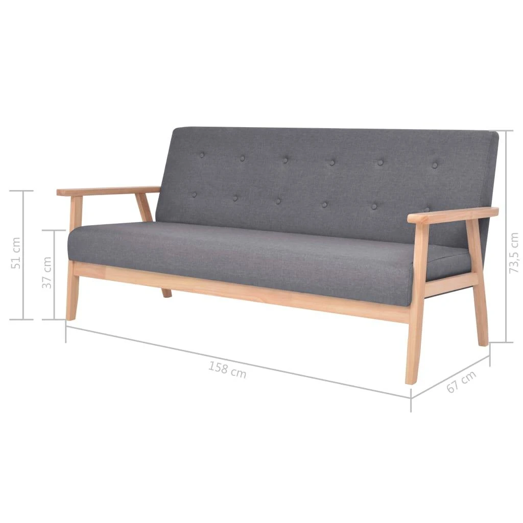 Sofa Sofos komplektas, 3 dalių, tamsiai pilkos spalvos, audinys