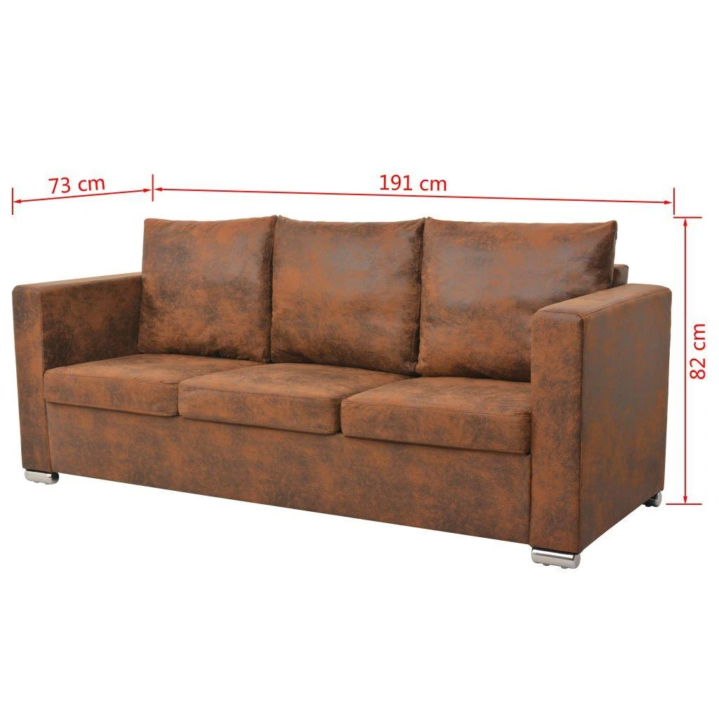 Sofa Sofos komplektas, 3d., dirbt. zomšos oda