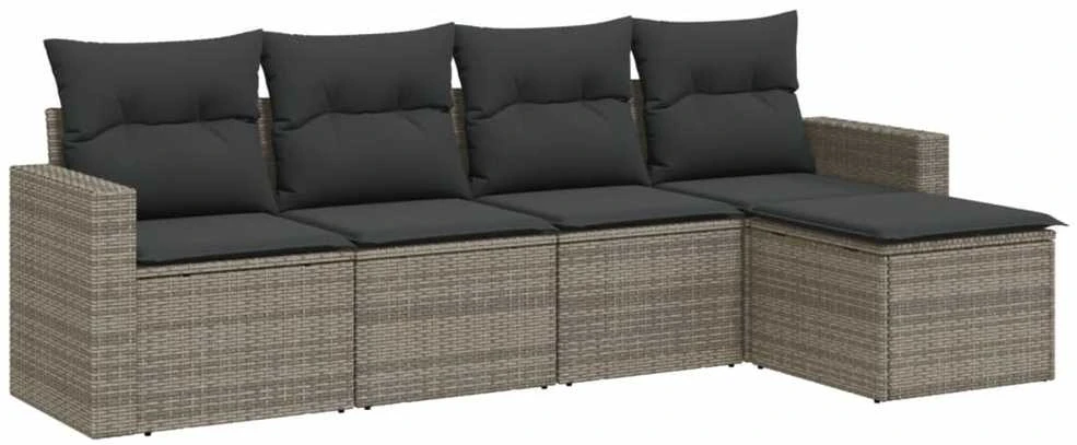 Sofa Sofos komplektas su pagalvėlėmis, 5 dalių, pilkas, poliratanas
