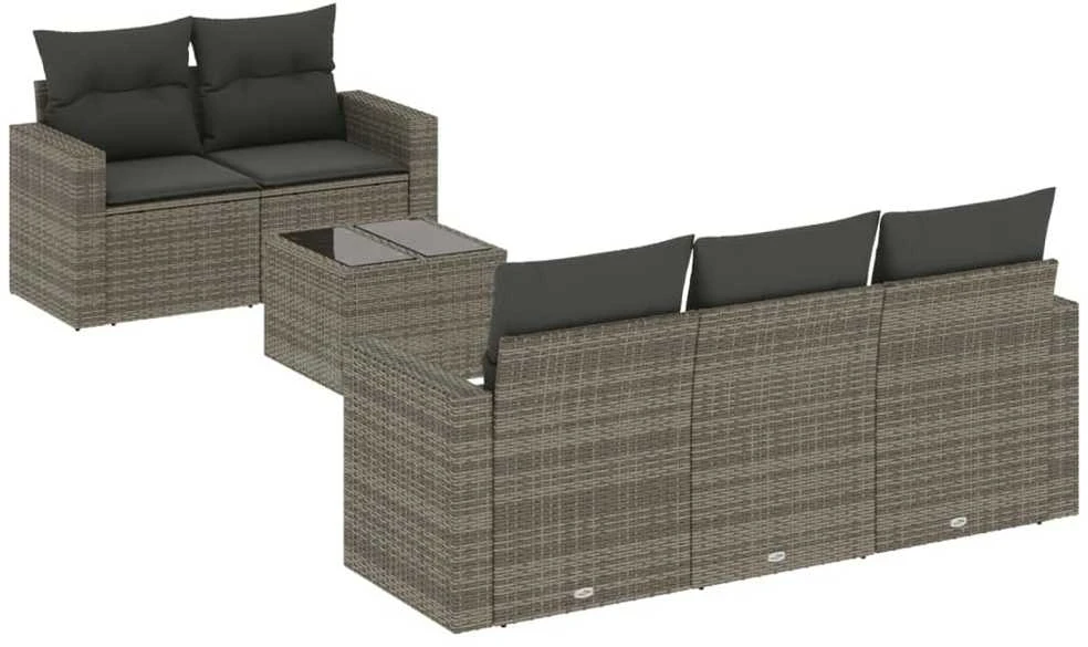 Sofa Sofos komplektas su pagalvėlėmis, 6 dalių, pilkas, poliratanas