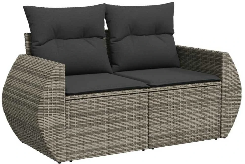 Sofa Sofos komplektas su pagalvėlėmis, 6 dalių, pilkas, poliratanas