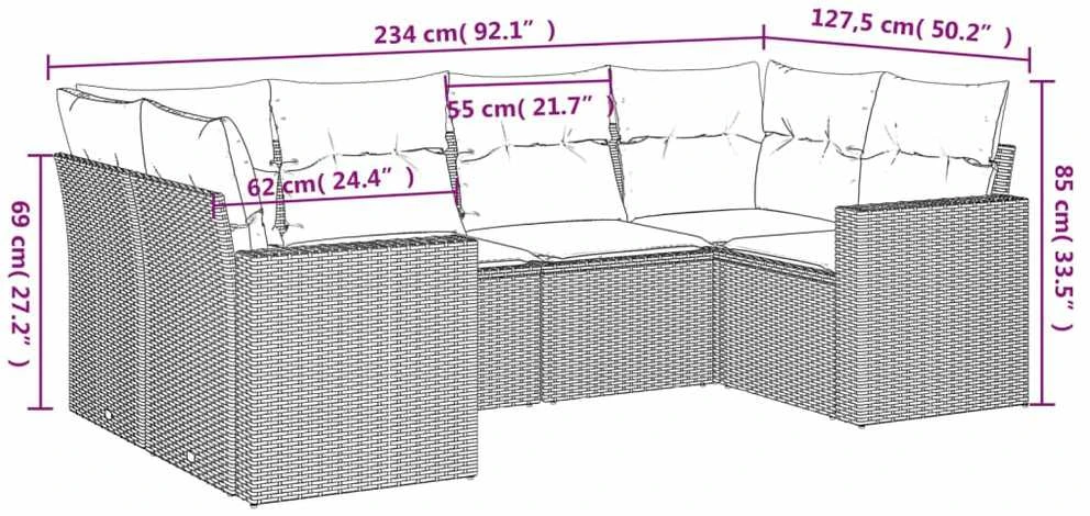 Sofa Sofos komplektas su pagalvėlėmis, 6 dalių, pilkas, poliratanas