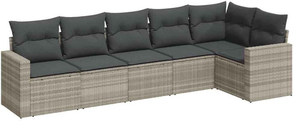 Sofa Sofos komplektas su pagalvėlėmis, 6 dalių, pilkas, poliratanas
