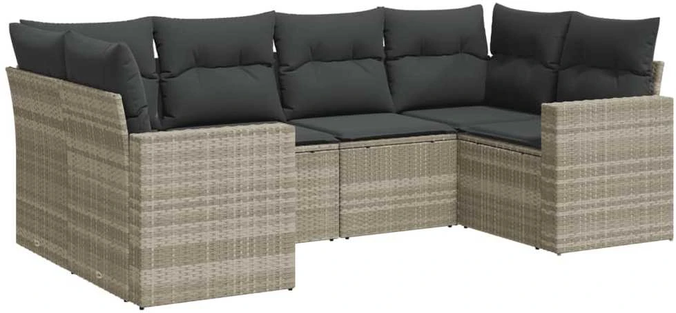 Sofa Sofos komplektas su pagalvėlėmis, 6 dalių, pilkas, poliratanas