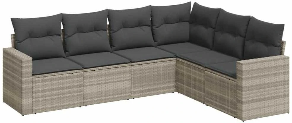 Sofa Sofos komplektas su pagalvėlėmis, 6 dalių, pilkas, poliratanas