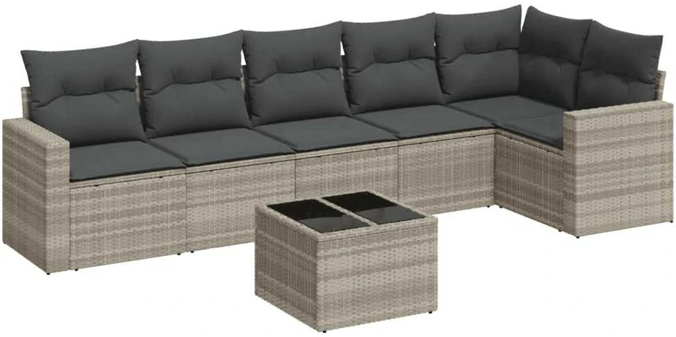 Sofa Sofos komplektas su pagalvėlėmis, 7 dalių, pilkas, poliratanas