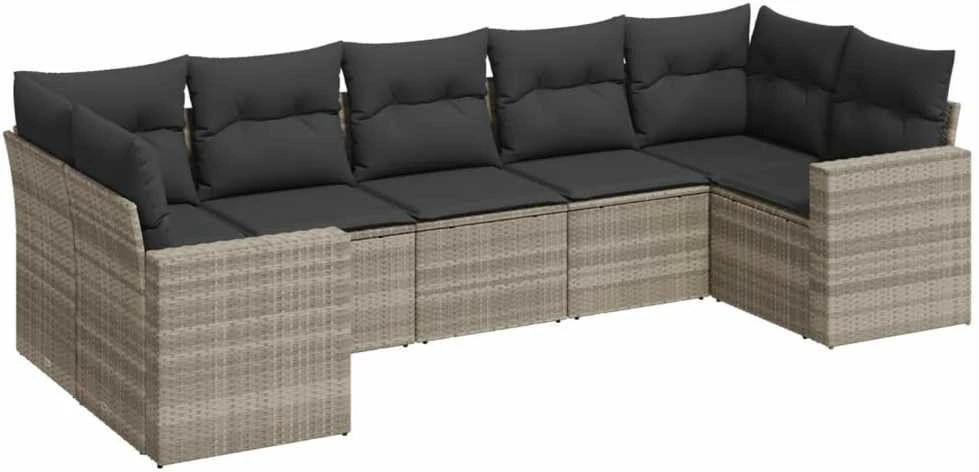 Sofa Sofos komplektas su pagalvėlėmis, 7 dalių, pilkas, poliratanas