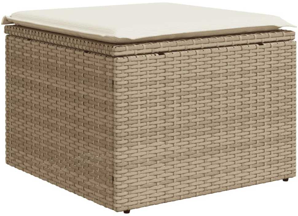 Sofos komplektas su pagalvėlėmis, 7 dalių, smėlio, poliratanas