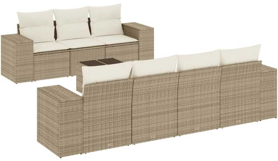 Sofa Sofos komplektas su pagalvėlėmis, 8 dalių, smėlio, poliratanas