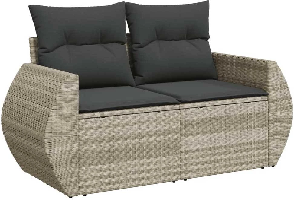 Sofa Sofos komplektas su pagalvėlėmis, 9 dalių, pilkas, poliratanas