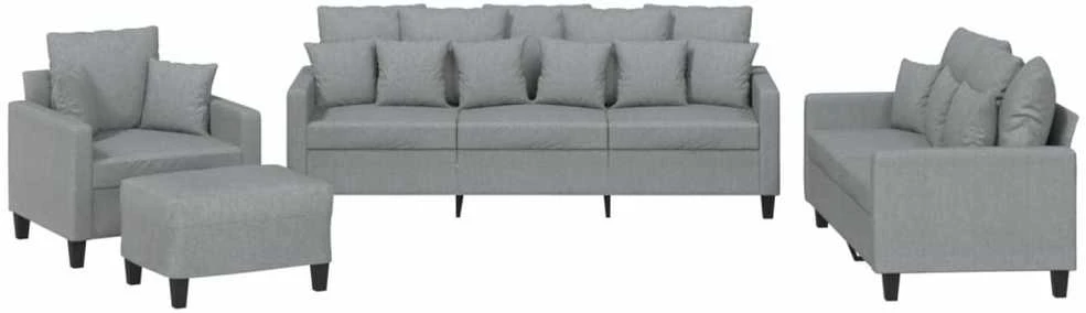 Sofa Sofos komplektas su pagalvėmis, 4 dalių, pilkas, audinys