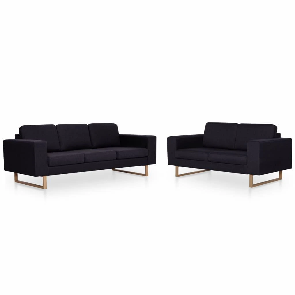 Sofa Sofų komplektas, 2d., juodas, audinys