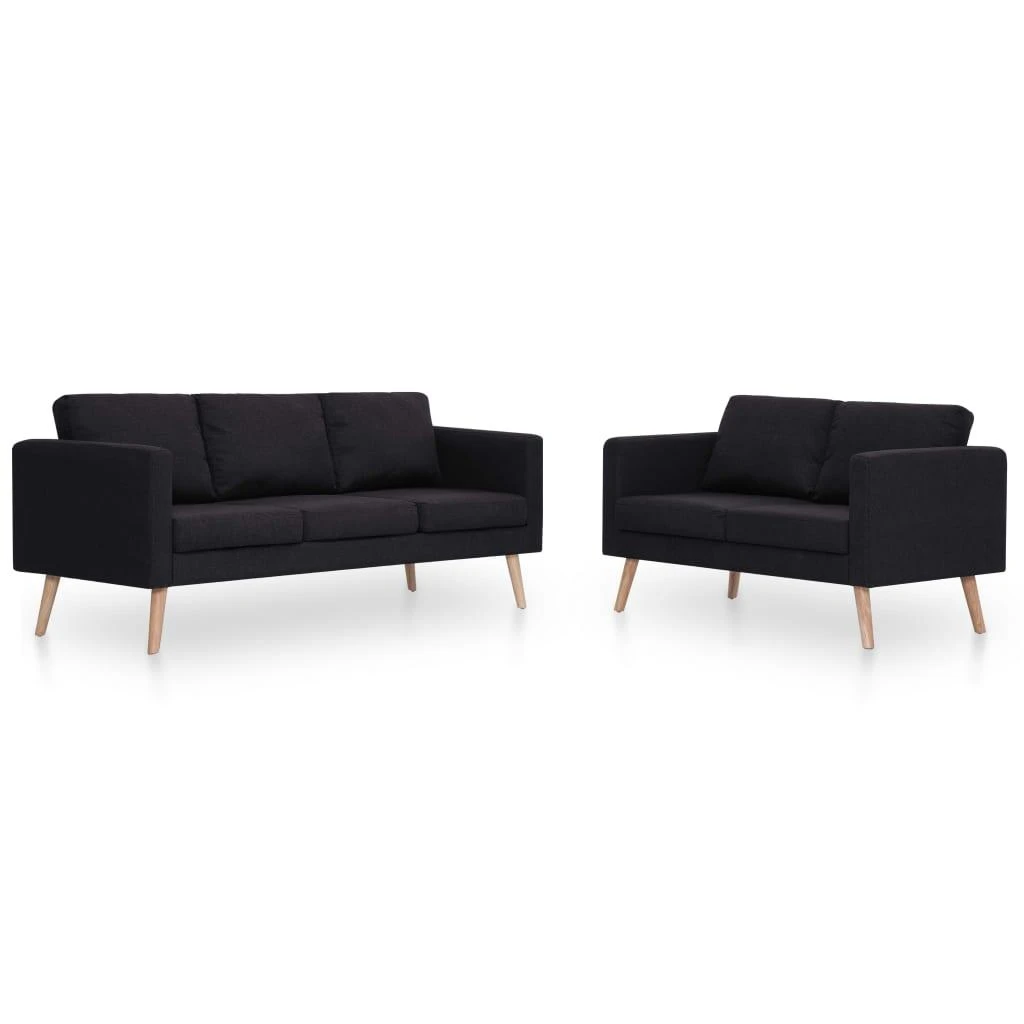 Sofa Sofų komplektas, 2d., juodas, audinys