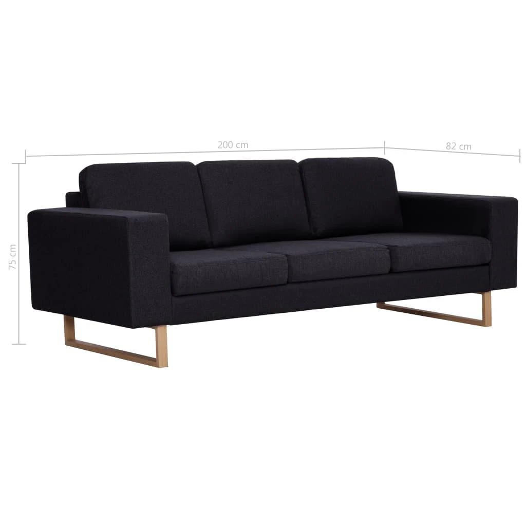 Sofa Sofų komplektas, 2d., juodas, audinys