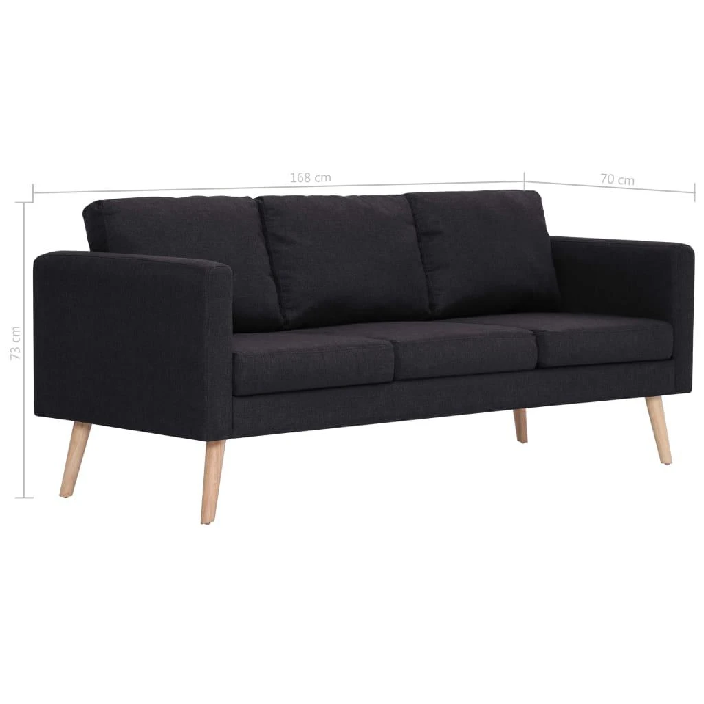 Sofa Sofų komplektas, 2d., juodas, audinys