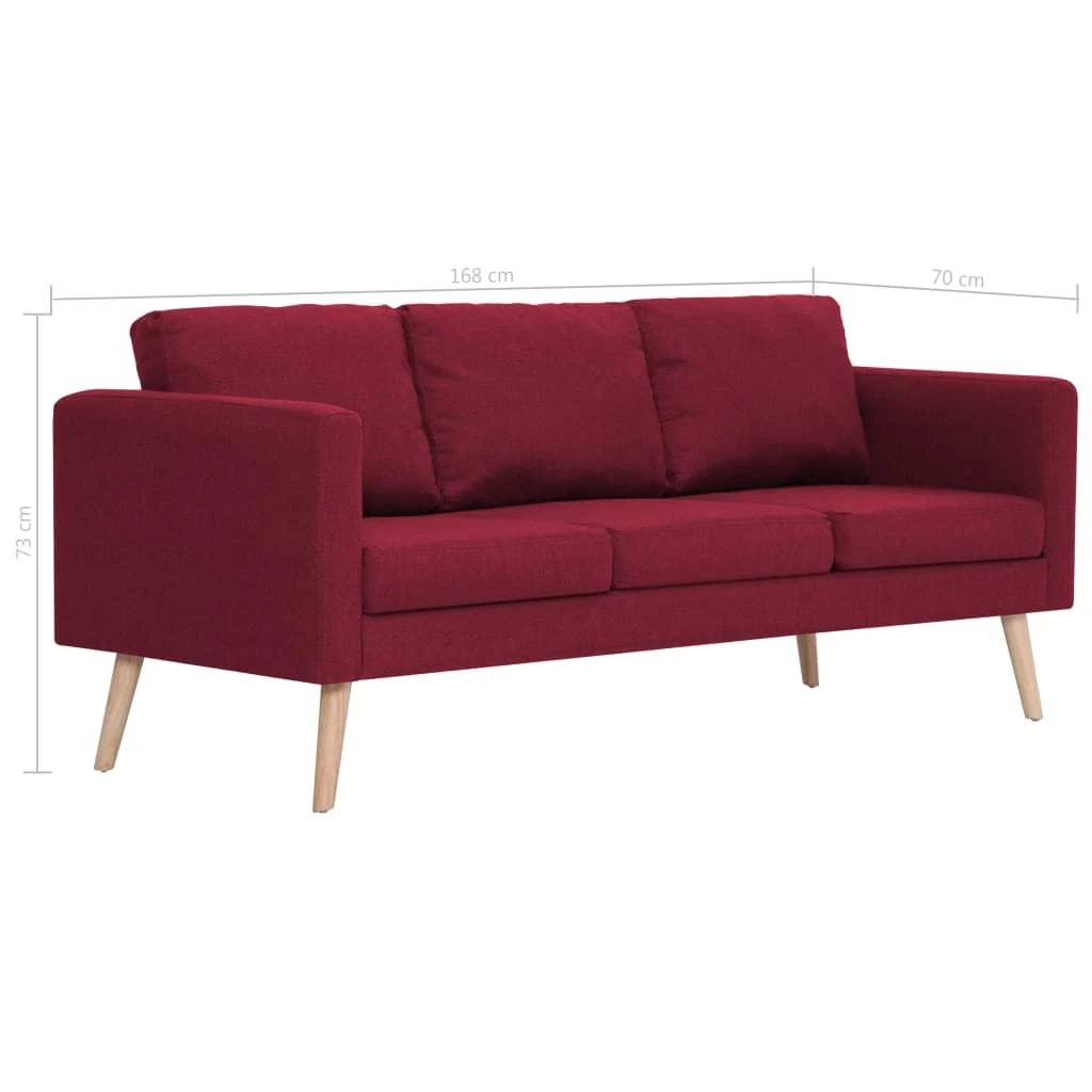 Sofa Sofų komplektas, 2d., vyno raud. sp., audinys