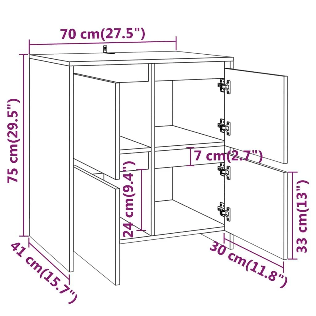 Šoninė spintelė, 2 dalių, ąžuolo spalvos, apdirbta mediena