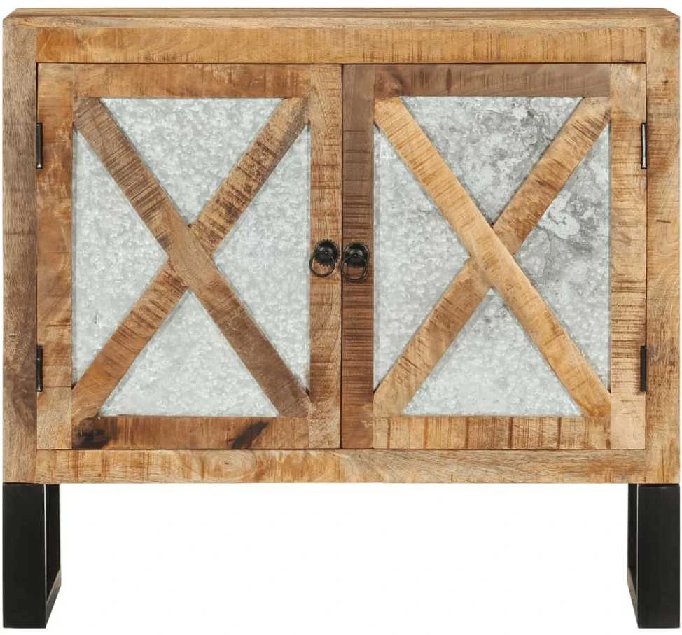 Šoninė spintelė, 80x30x71cm, neapdorotas mango masyvas/metalas