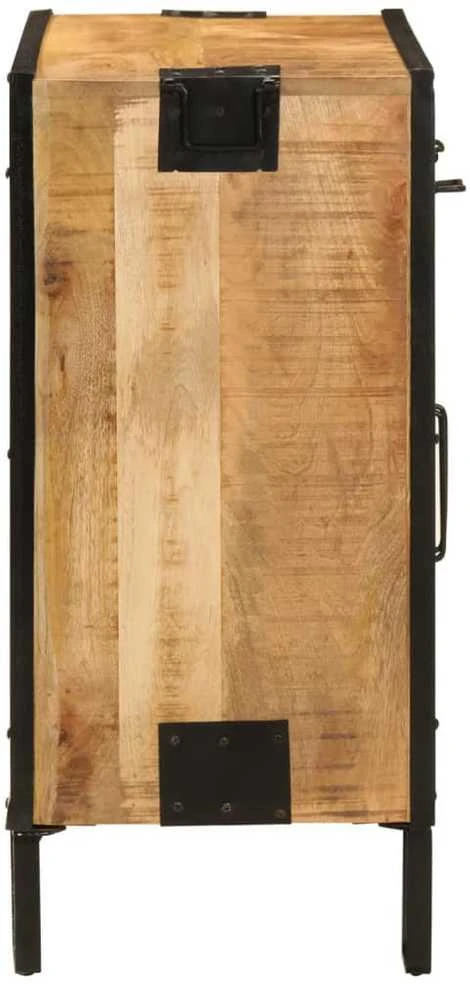 Šoninė spintelė, 80x31x66cm, neapdorotas mango masyvas/metalas