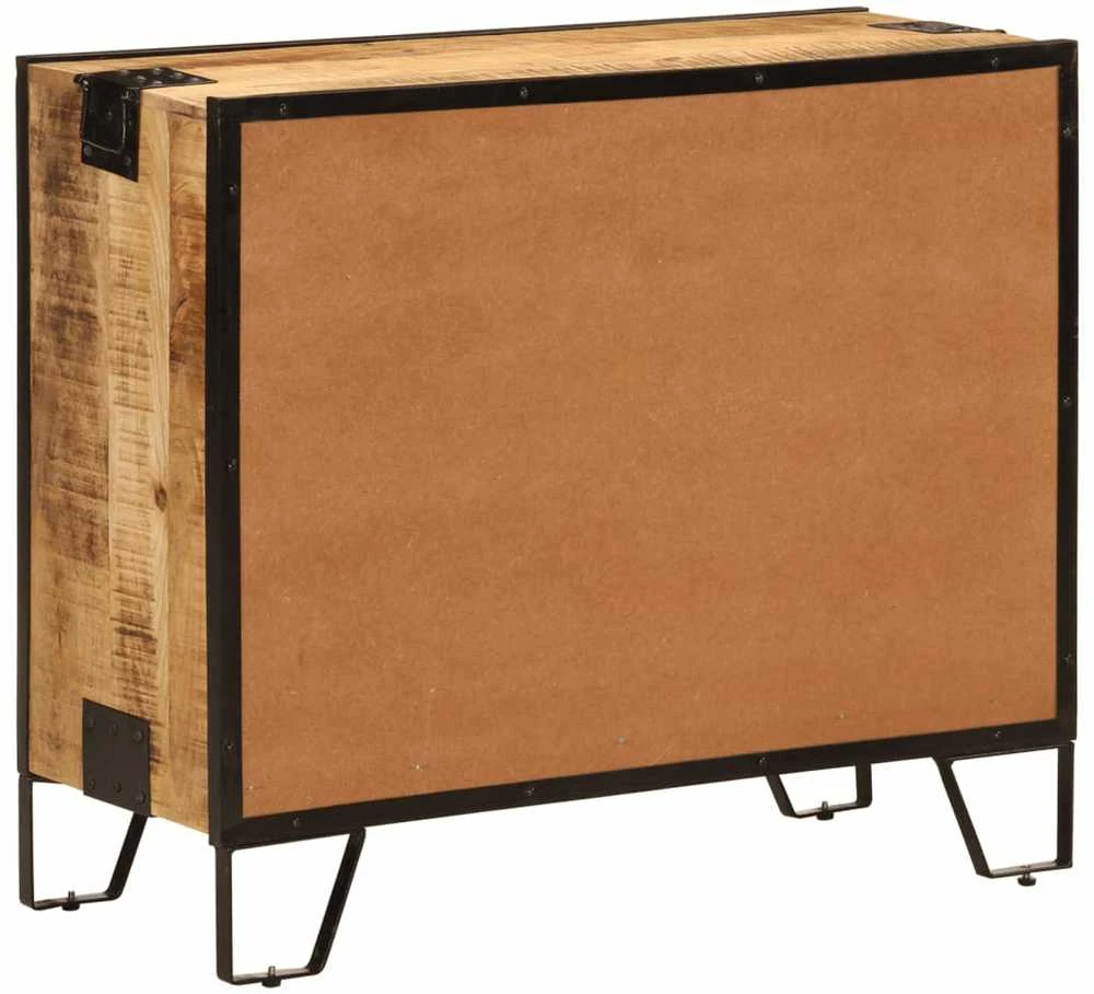 Šoninė spintelė, 80x31x66cm, neapdorotas mango masyvas/metalas