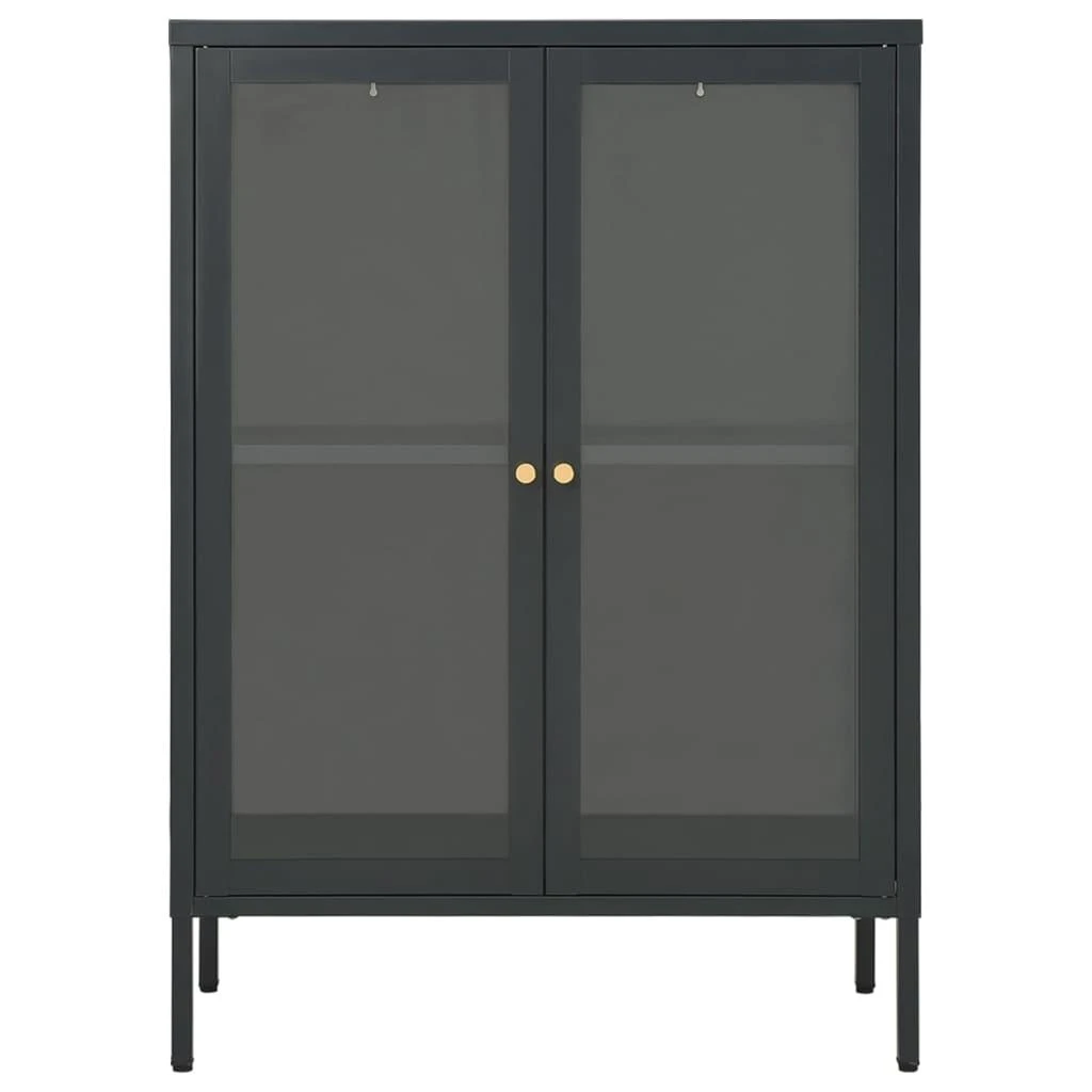 Šoninė spintelė, antracito, 75x35x105cm, plienas ir stiklas