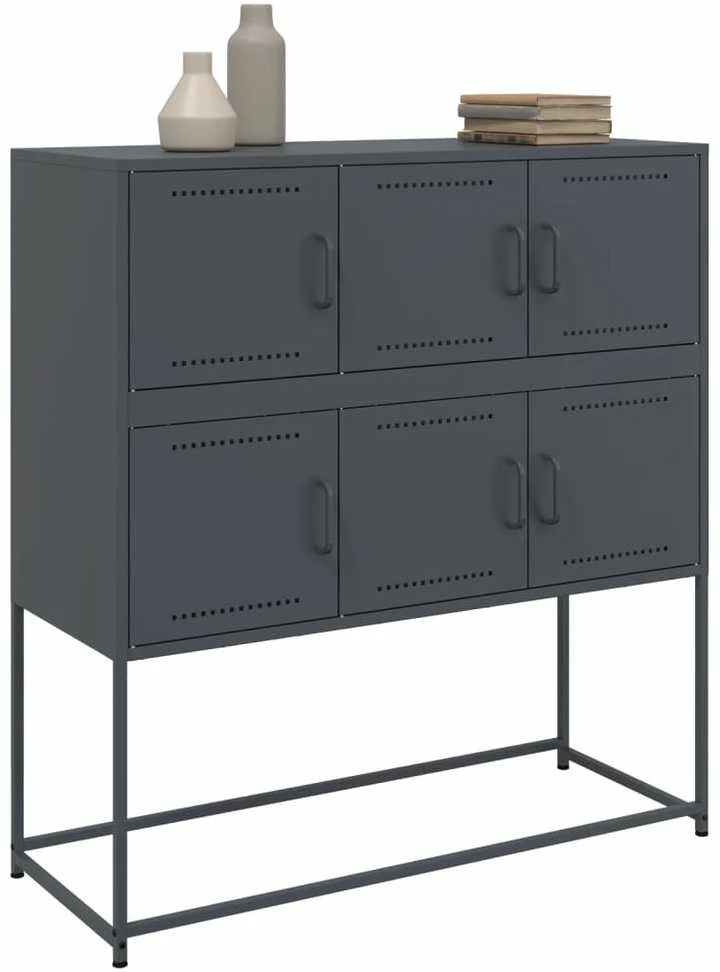 Šoninė spintelė, antracito spalvos, 100,5x39x107cm, plienas
