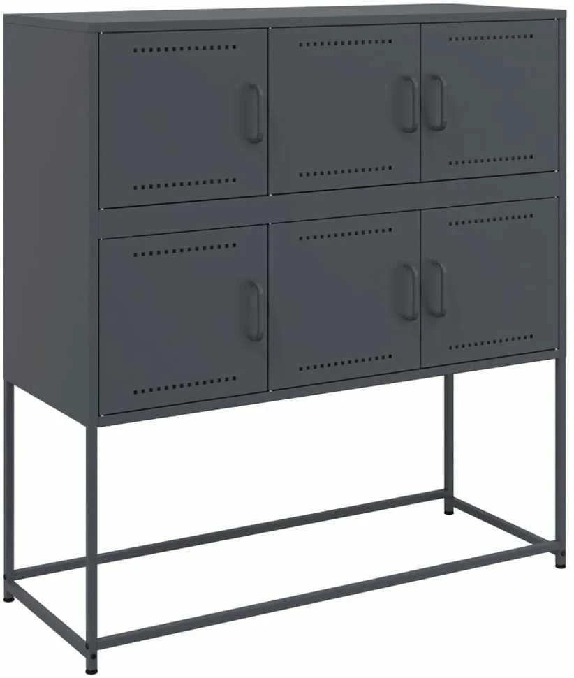 Šoninė spintelė, antracito spalvos, 100,5x39x107cm, plienas