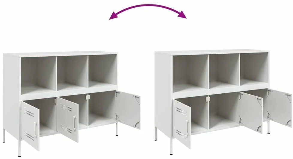 Šoninė spintelė, baltos spalvos, 100,5x39x79cm, plienas