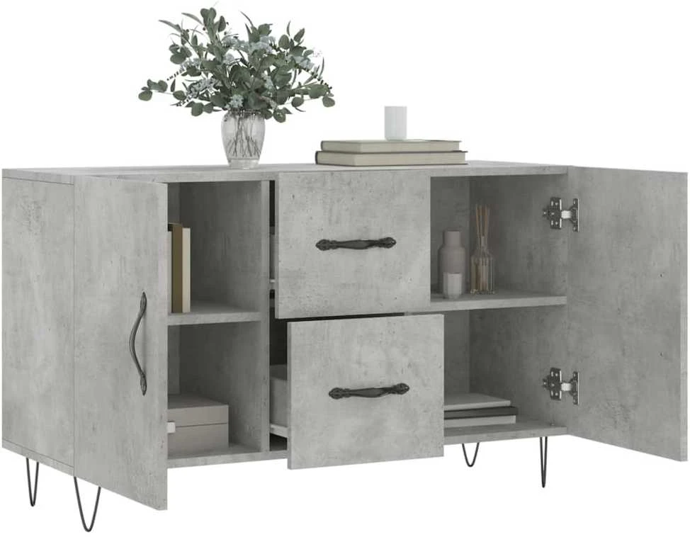 Šoninė spintelė, betono pilka, 100x36x60cm, apdirbta mediena