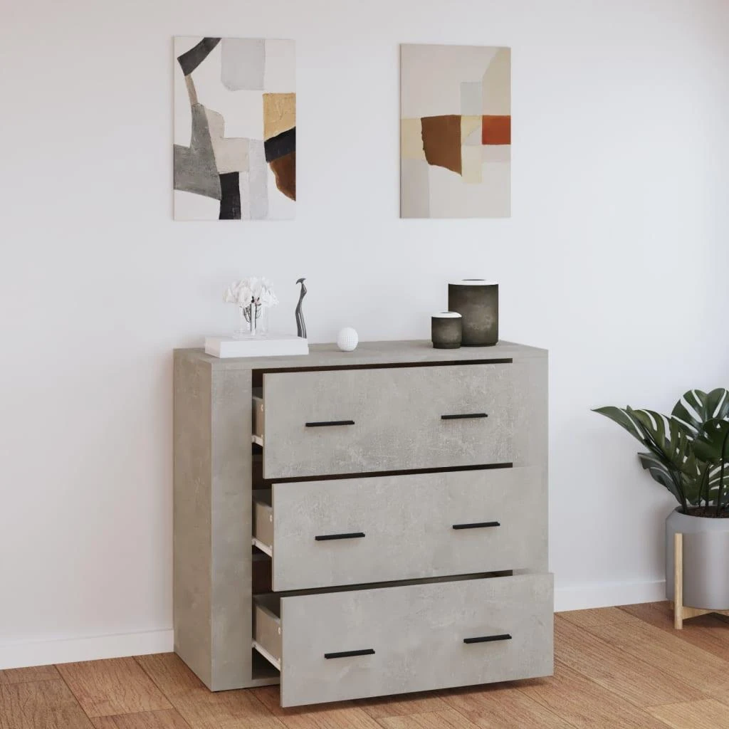 Šoninė spintelė, betono pilka, 80x33x70cm, apdirbta mediena