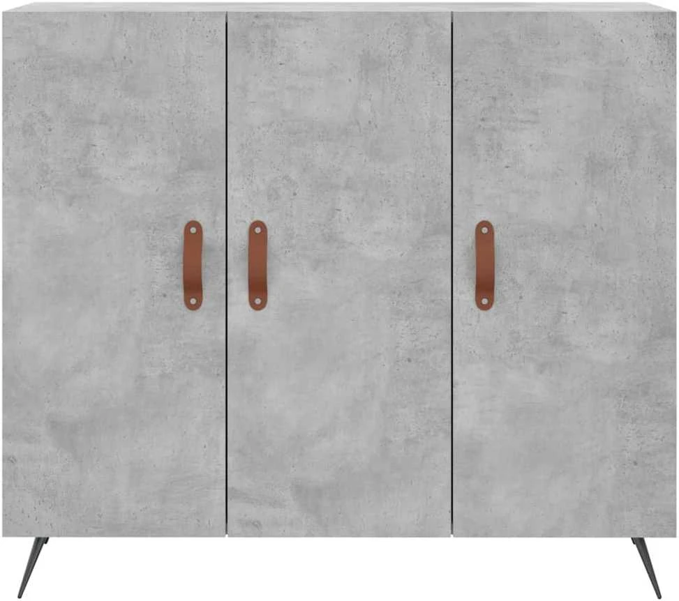 Šoninė spintelė, betono pilka, 90x34x80cm, apdirbta mediena