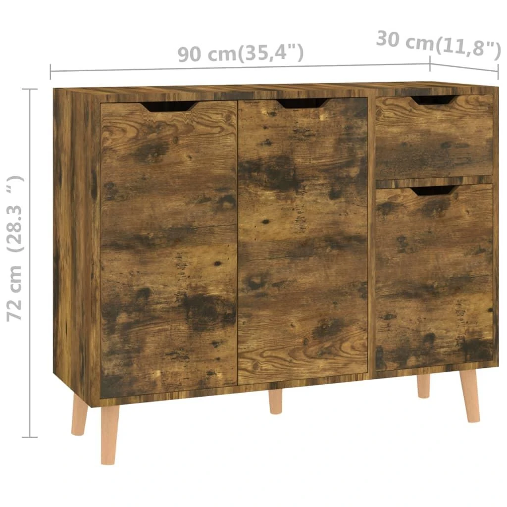 Šoninė spintelė, dūminė ąžuolo, 90x30x72cm, apdirbta mediena