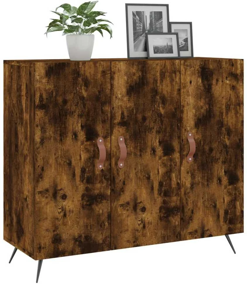 Šoninė spintelė, dūminio ąžuolo, 90x34x80cm, apdirbta mediena