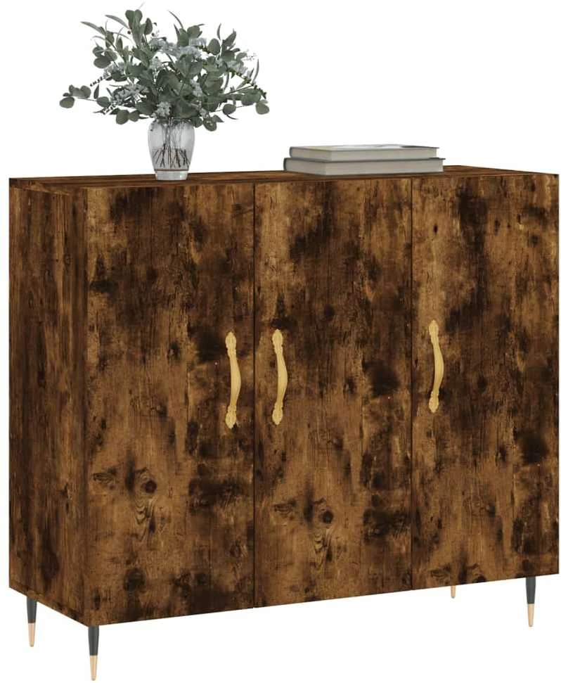 Šoninė spintelė, dūminio ąžuolo, 90x34x80cm, apdirbta mediena
