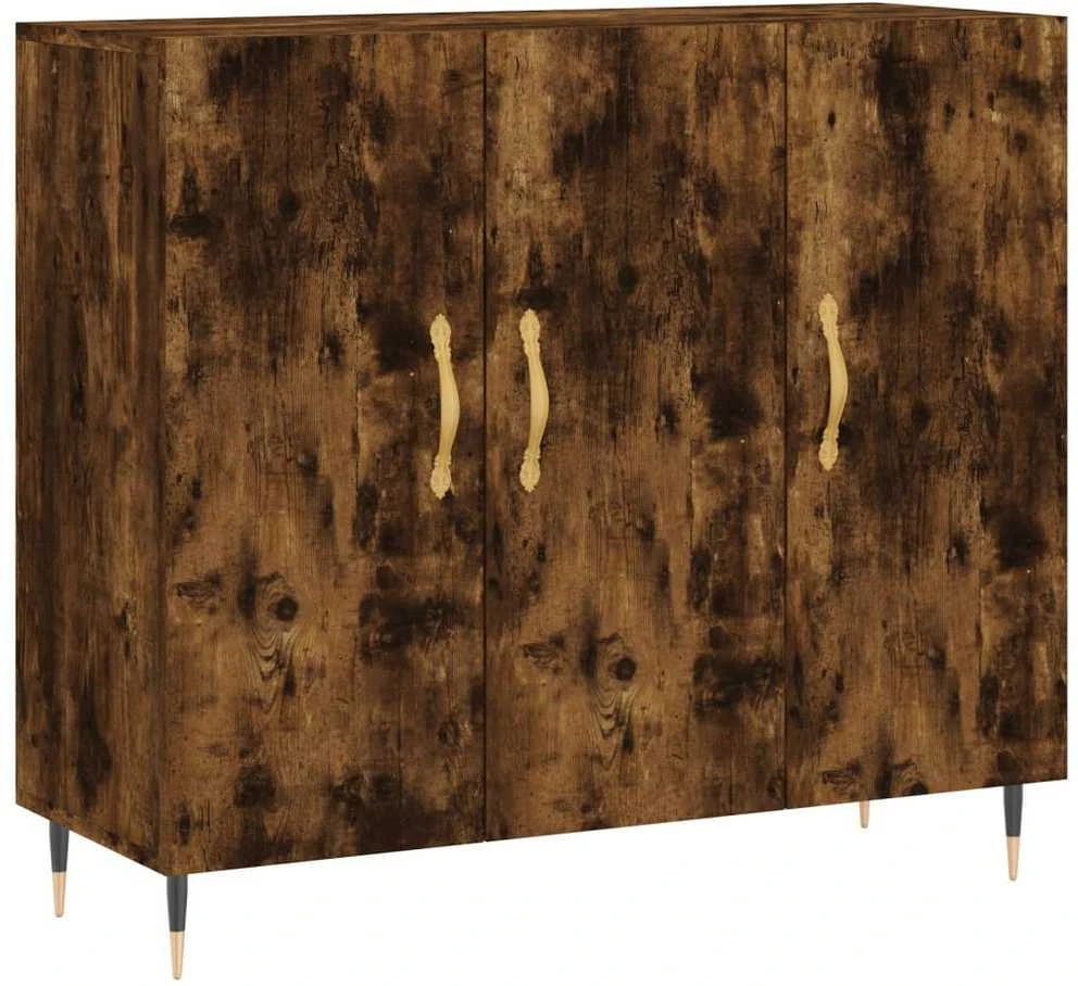 Šoninė spintelė, dūminio ąžuolo, 90x34x80cm, apdirbta mediena