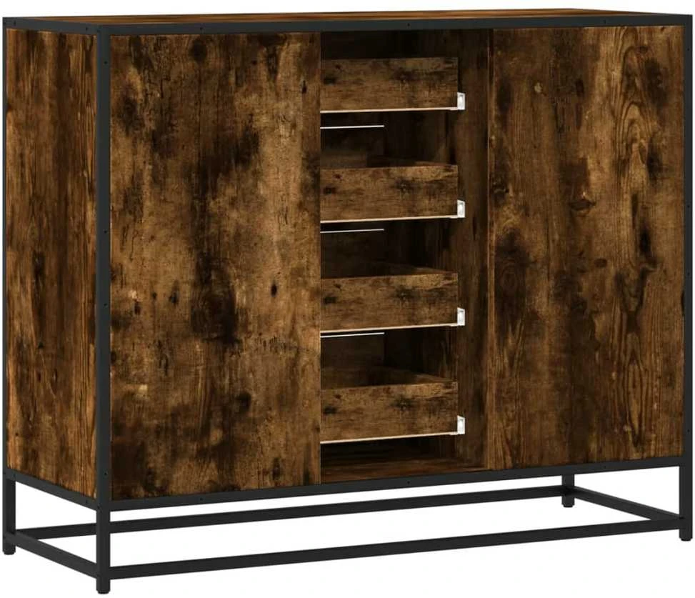 Šoninė spintelė, dūminio ąžuolo, 92x35x76cm, apdirbta mediena
