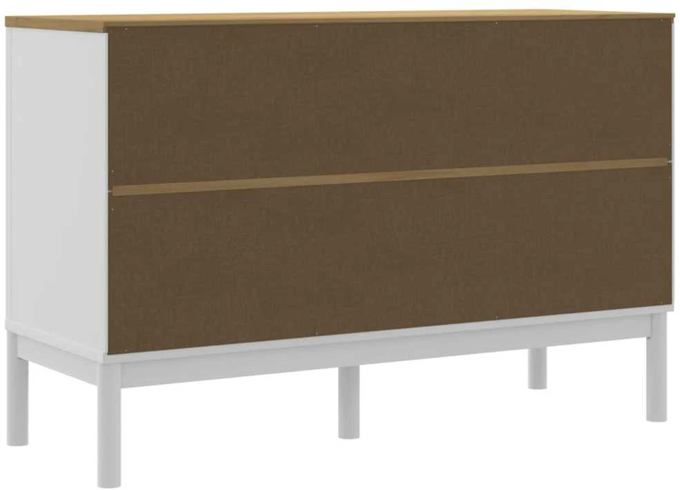 Šoninė spintelė FLORO, balta, 114x43x74cm, pušies masyvas