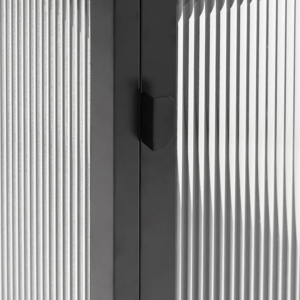 Šoninė spintelė, juoda, 105x35x70cm, stiklas ir plienas