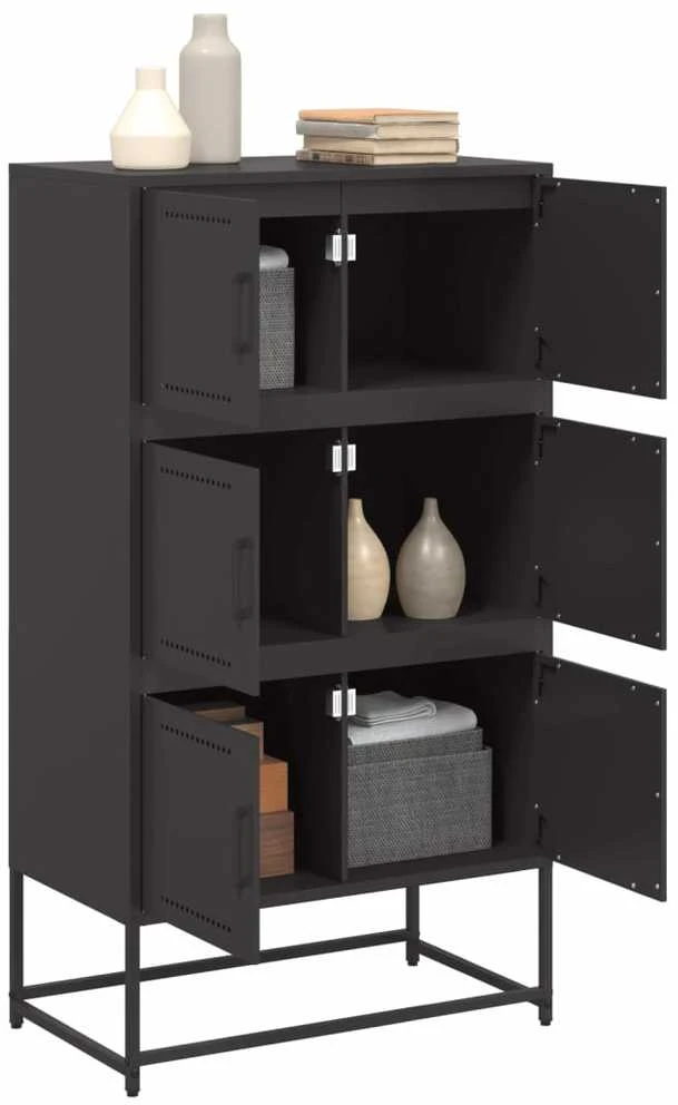 Šoninė spintelė, juodos spalvos, 68,5x38,5x123,5cm, plienas