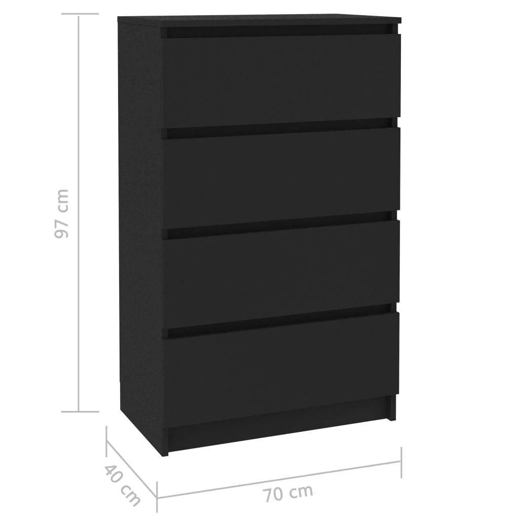 Šoninė spintelė, juodos spalvos, 60x35x98,5 cm, mediena