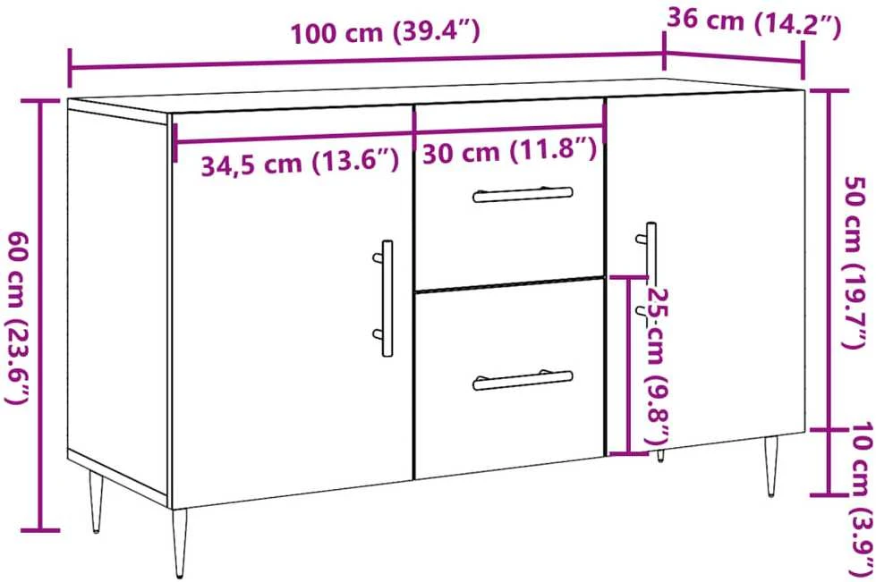 Šoninė spintelė, medienos, 100x36x60cm, apdirbta mediena