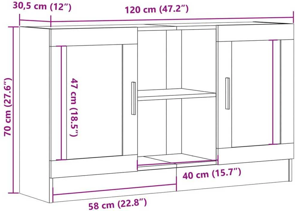 Šoninė spintelė, medienos, 120x30,5x70cm, apdirbta mediena