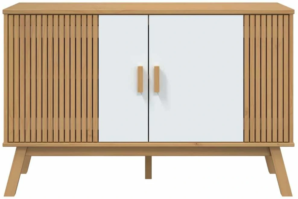 Šoninė spintelė OLDEN, balta/ruda, 114x43x73,5cm, pušis