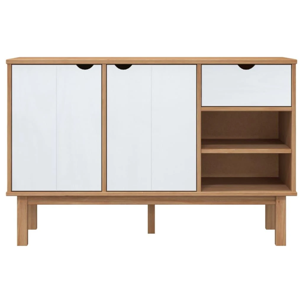 Šoninė spintelė OTTA, ruda/balta, 114x43x73,5cm, pušies masyvas