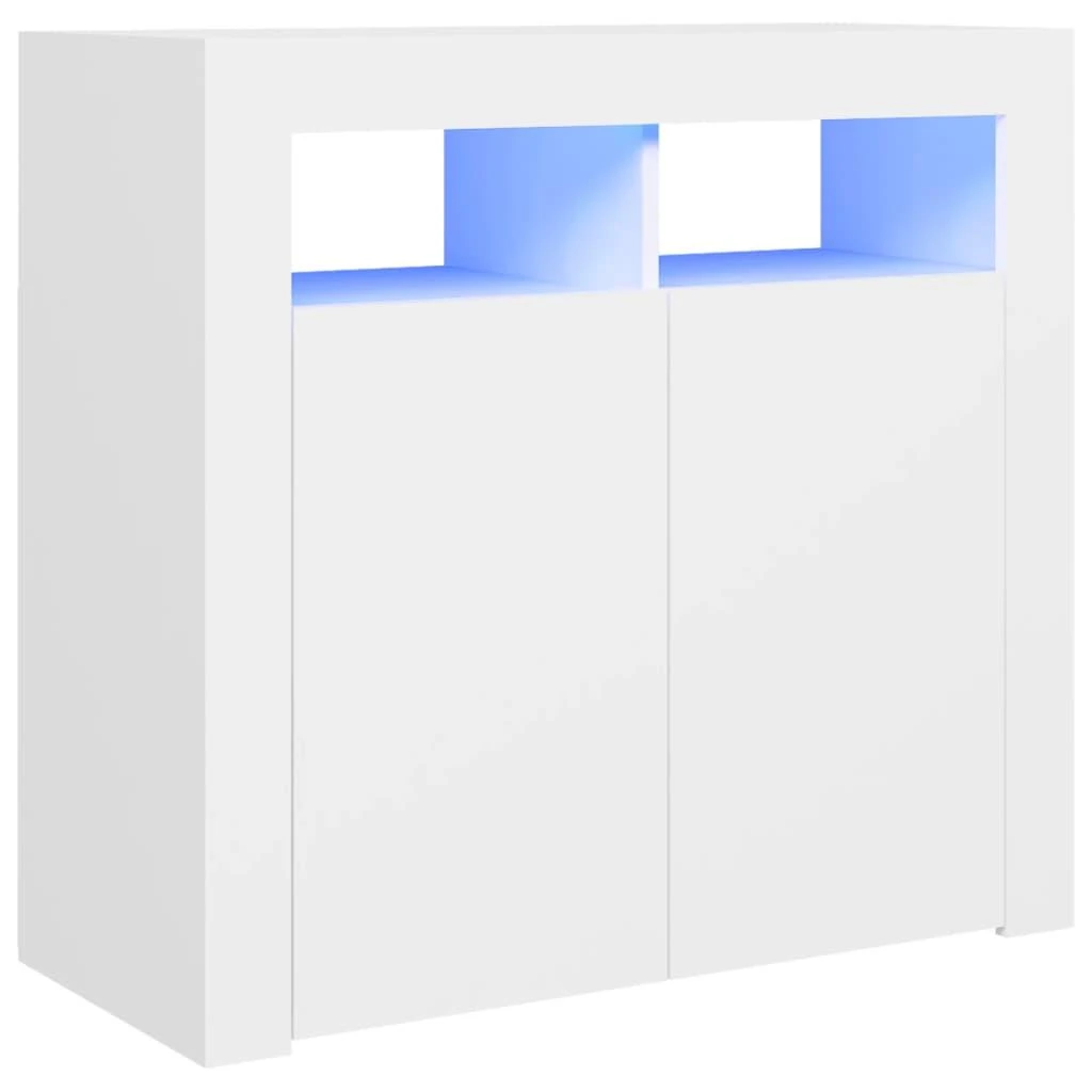 Šoninė spintelė su LED apšvietimu, baltos spalvos, 80x35x75cm